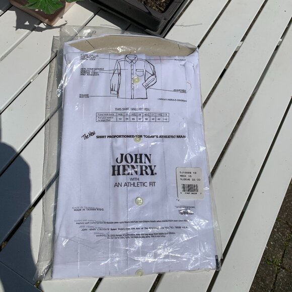 Men's Athletic Fit John Henry White Satin Stripe Long Sleeve Button Down Shirt - Picture 8 of 11